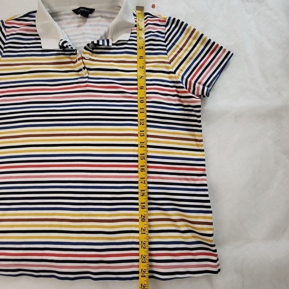 Lands' End Women's Pima‎ Cotton Polo Stripe L 14/16 Multicolor - Picture 3 of 5